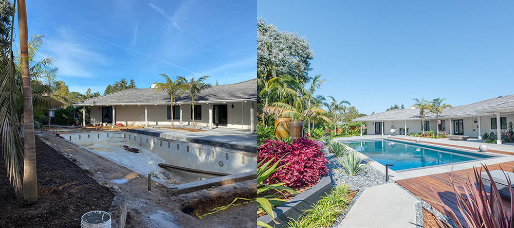 تصميم لاندسكيب لحديقة فيلا قبل وبعد التجديد