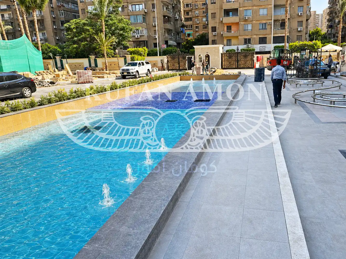 فحص المياه قبل التركيب فحص المياه وضبط الضغط قبل تركيب النافورة