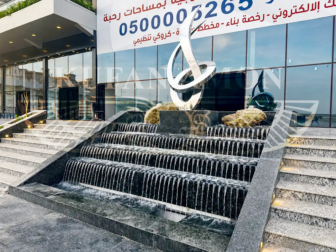 تفاصيل المجسم ستانلس ستيل تفاصيل مجسم الستانلس ستيل مع النافورة