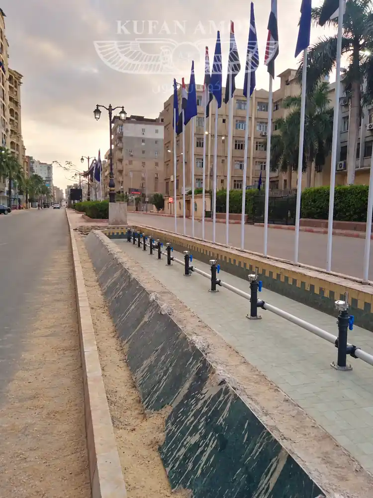 مرحلة التجهيز ١ أعمال تجهيز موقع نافورة محافظة البحيرة